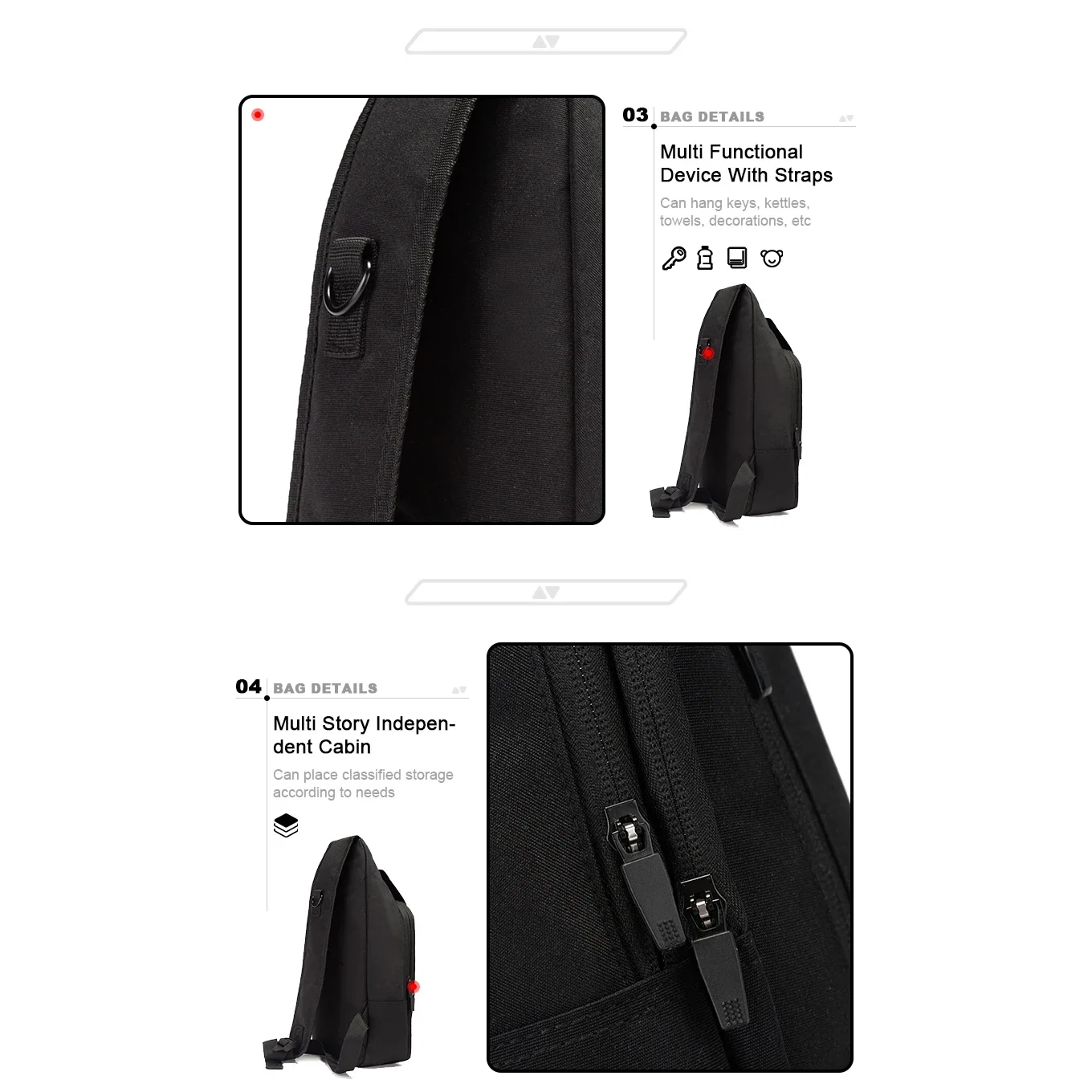 Baasploa Shoulder Bag Outdoor Cycling Hiking Waterproof Large Capacity Chest  Casual College OUTfits Back Multi-Pocket Crossbody