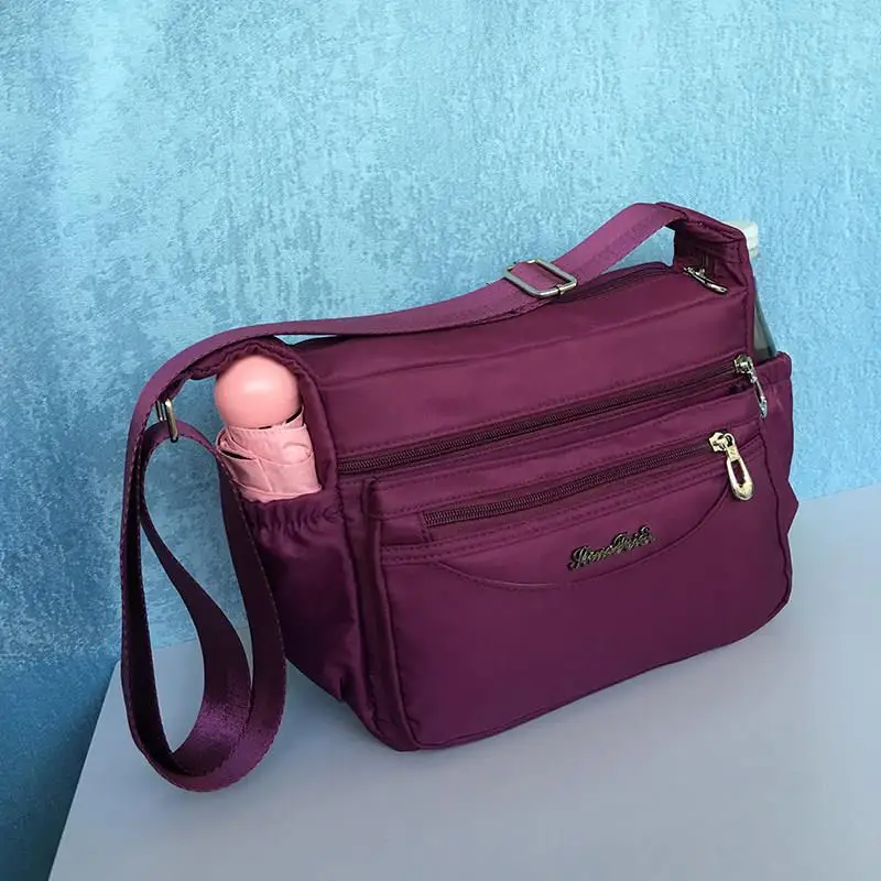 Large Capacity Waterproof Canvas Crossbody Bag for Mom Single Shoulder Fashionable Multi-Layer Women's Bag Casual Style