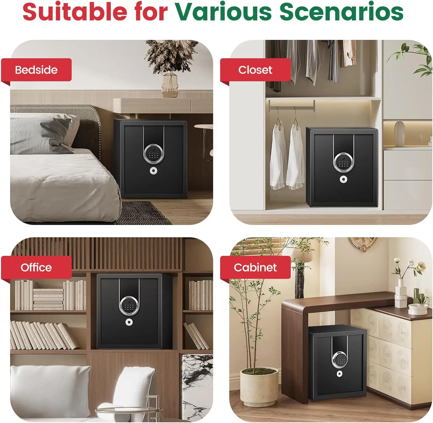 2.0 Cuft Biometric Safe Box, Fireproof Safe for Home with Digital Keypad and Spare Keys, Safety Box for Money, Documents, and ot