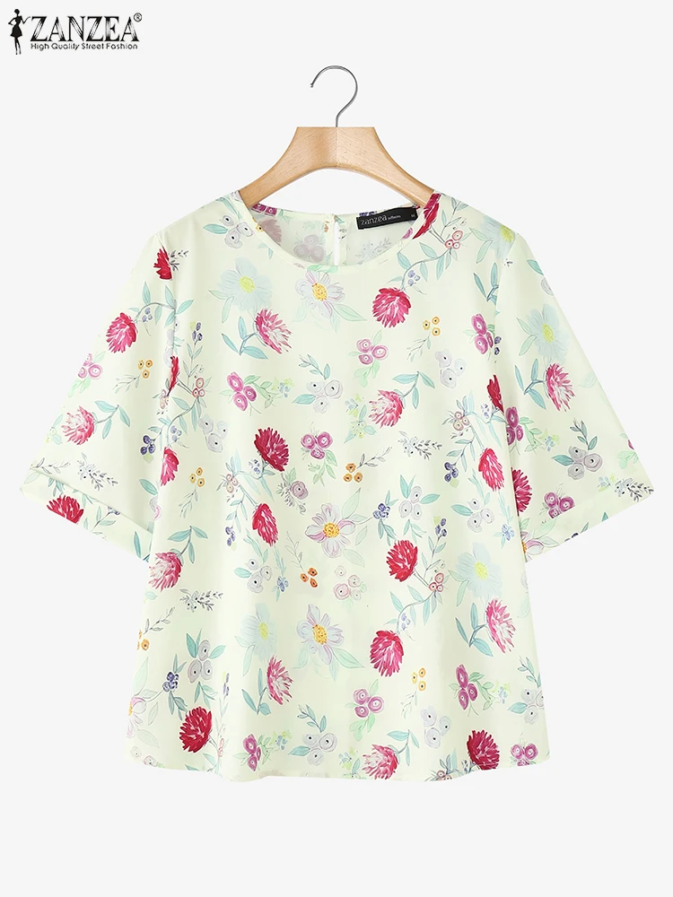 

ZANZEA Summer Floral Printing Blouses Women Bohemian Shirts 2025 Half Sleeve Casual Holiday Tops Tunic Blusas Oversized Clothing
