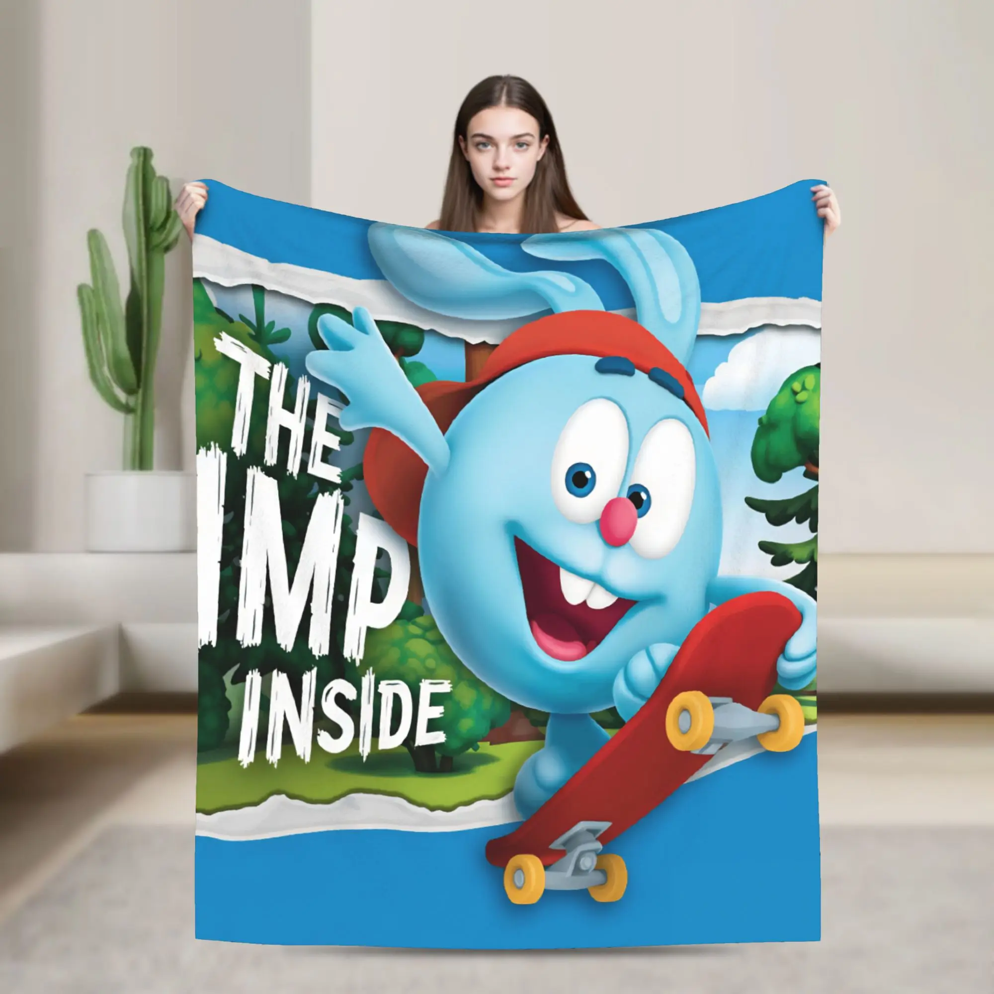 Kikoriki The Imp Inside Skateboard Krash Blanket Winter Soft Throw Blanket For Adults Chair Sofa Bed Flannel Bedspread Bed Cover