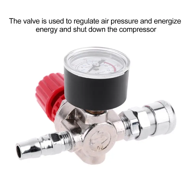 Compact Air Compressor Pressure Regulator with Dial Gauge 0-180 PSI Air Gauge 0-12Bar Stainless Steel Pressure Gauge Durable