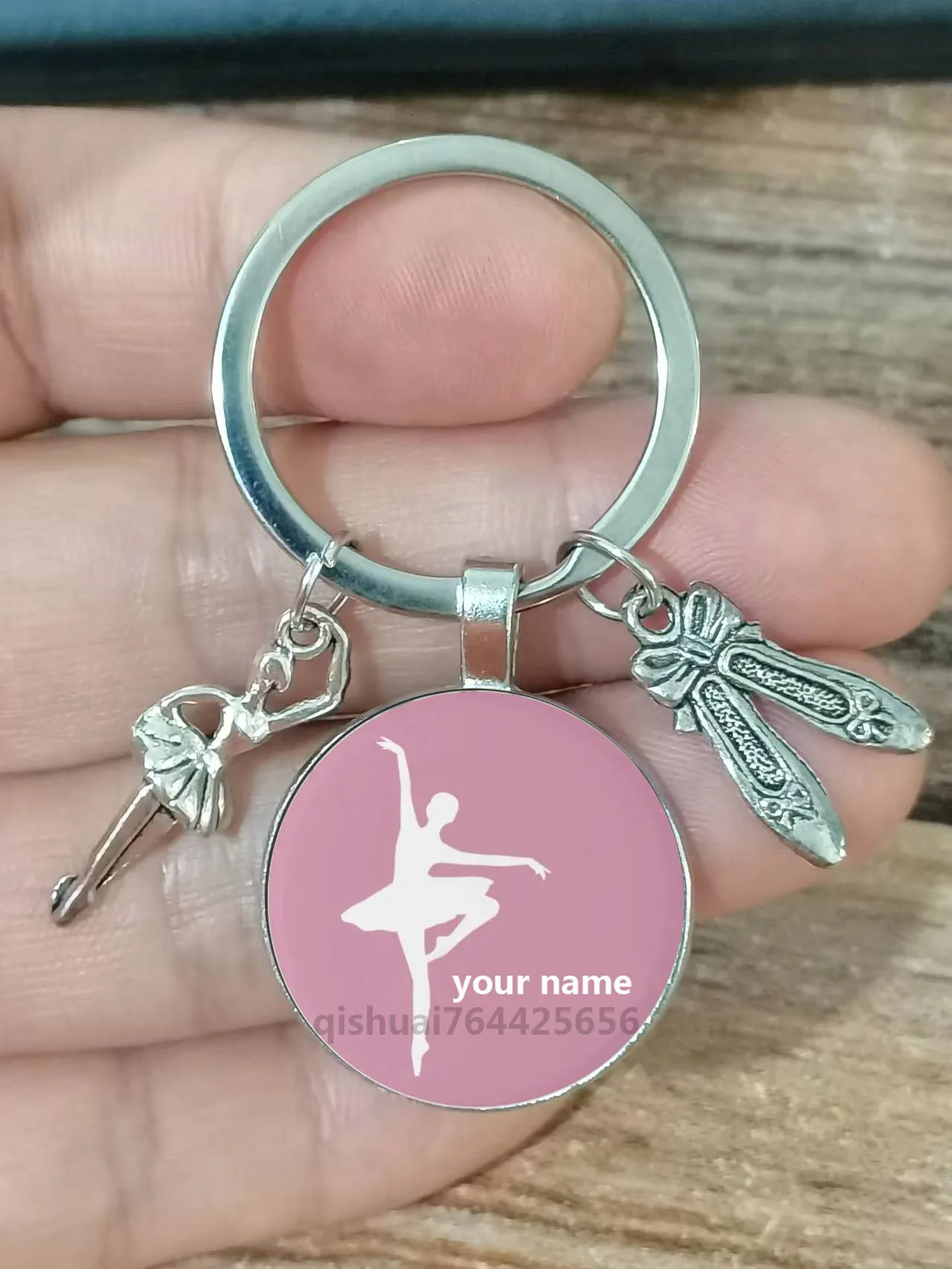 Ballerina Diy Custom Name Keychain Ballet Girl Dance Shoes Keyring Private Customization