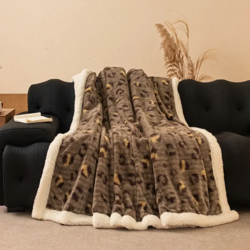 Luxury Double Layer Blanket with German Velvet Cashmere Like Lamb Wool for Sofa Warm Soft and Cozy for Autumn and Winter