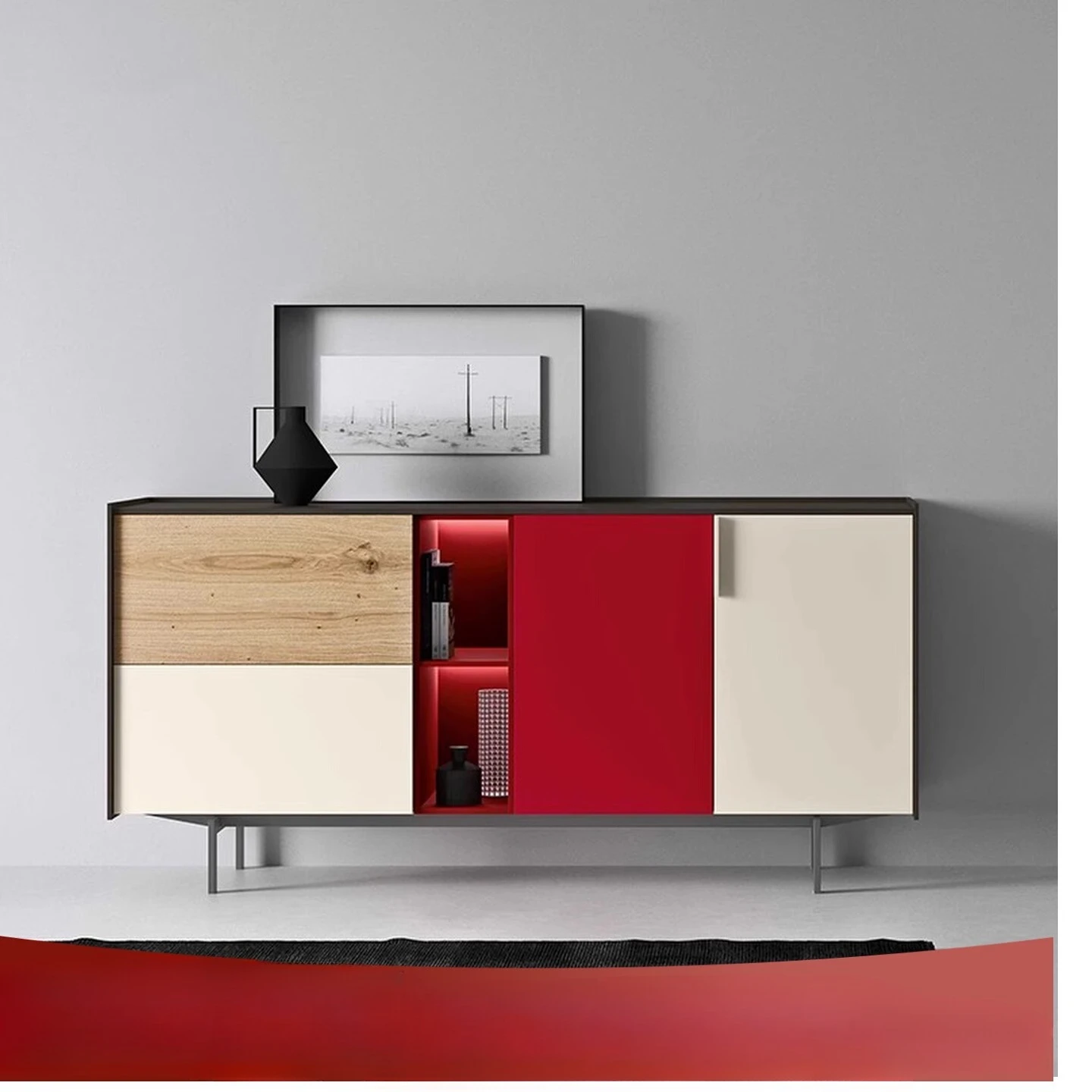 personality color dining side cabinet integrated wall tea cabinet storage cabinet living room sofa side cabinet locker