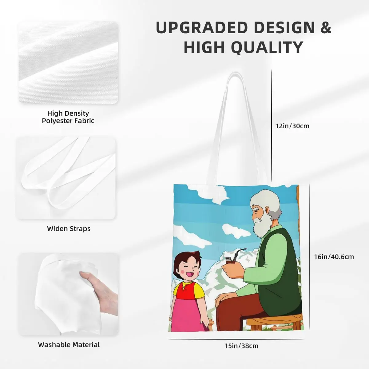 Heidi sacolas de compras de lona, sacola reutilizável para mulheres, bolsa de ombro, bolsa de viagem