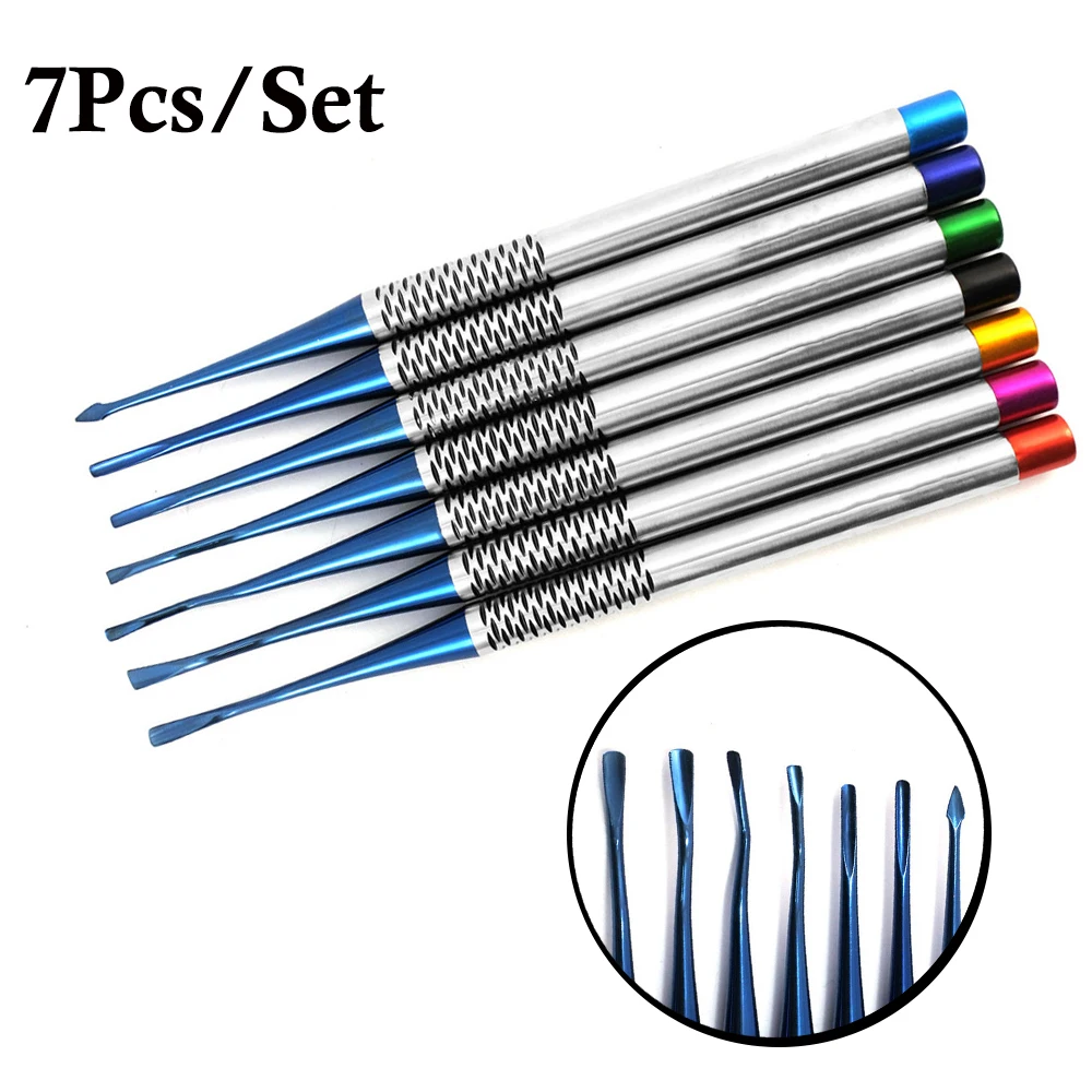 7Pcs/Kit Dental Implant Luxating Root Tooth Elevator Knife Titanium Alloy Extraction Minimally Invasive Dentist Tool