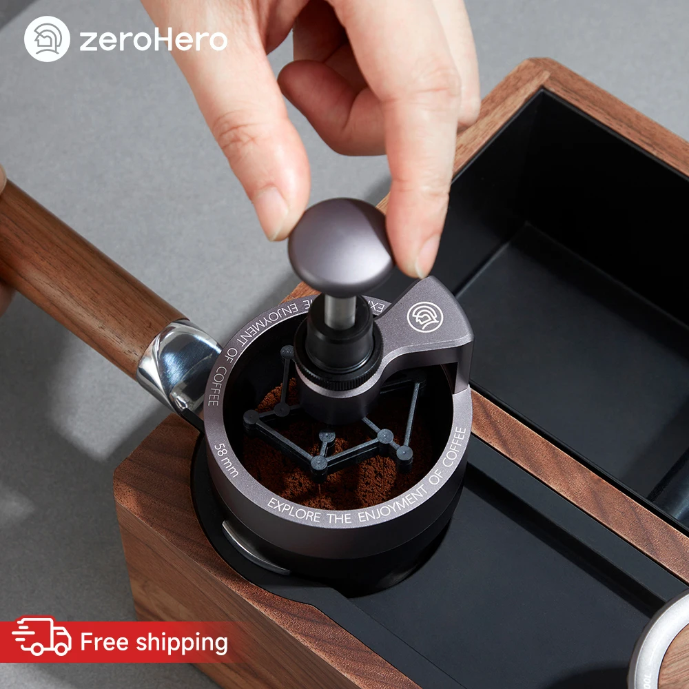 zeroHero 58mm Espresso Distributor Tool 13 Needle 3 Second Press Clean 2 in 1 Base for Portafilter Barista Espresso and Pro Kit
