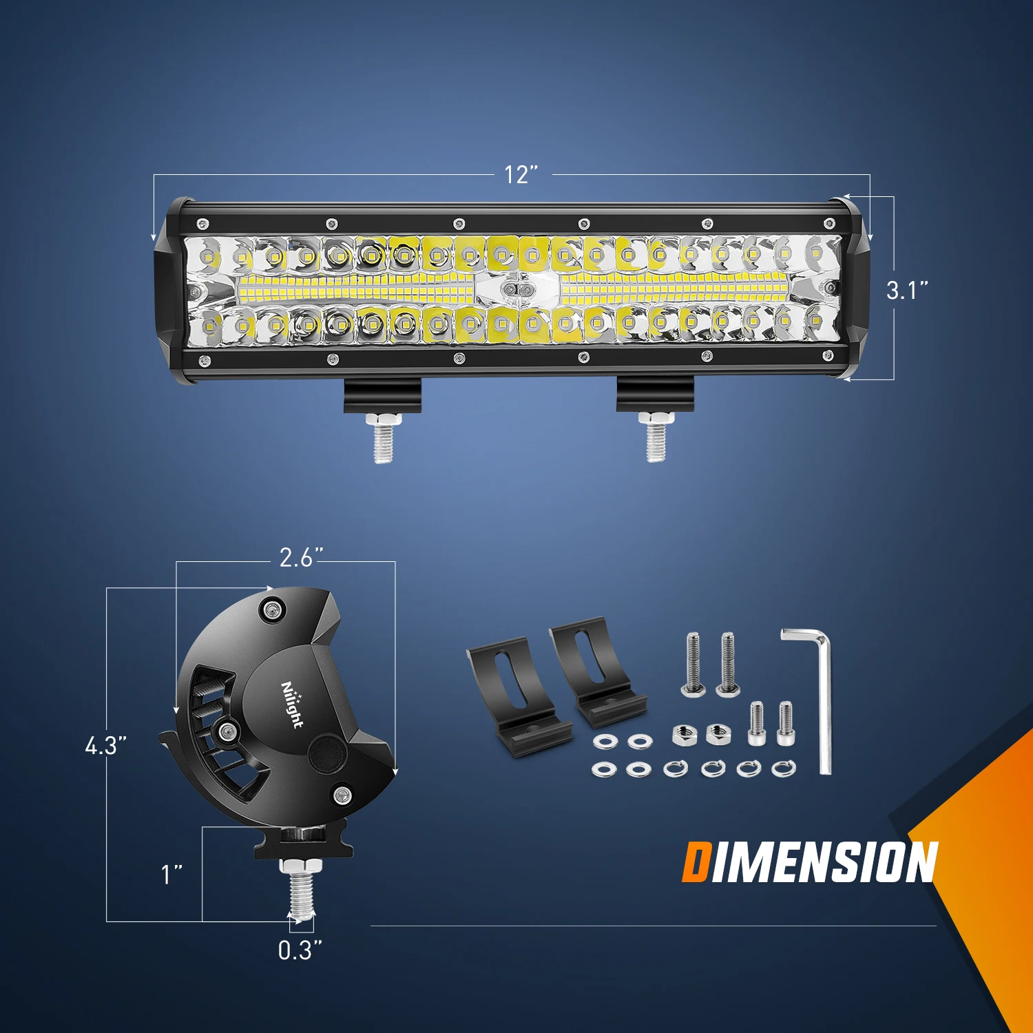 Nilight Led Light Bar 22Inch 480W /12Inch 300w Triple Row Flood Spot Off Road Driving Lights 2PCS 4 Inch 60W Cube LED Pods Lights with Off-Road Wiring Harness-3 Leads for Boat Truck UTV ATV