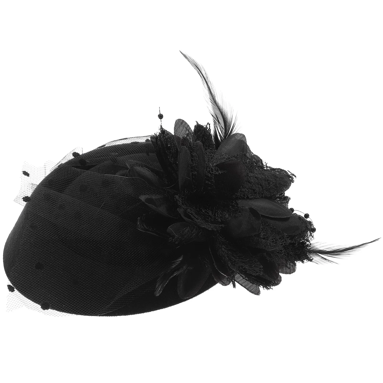 

Vintage Fascinator Hat Women Cocktail Party Tea Party Halloween Christmas Hair Clip Elegant Pearl Flower Hair