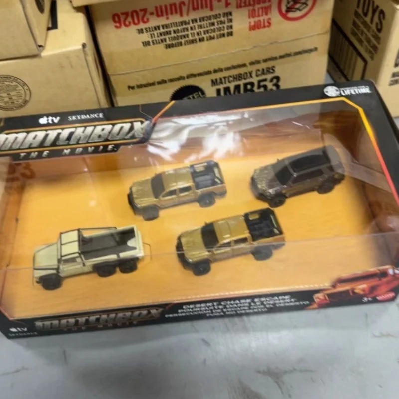 Matchbox JMB53 Set de Coches de Juguete de la Película Matchbox, Land Rover Pickup, Toyota Fortuner, Desert Chase, Escape, Ruedas de Goma, Coleccionables