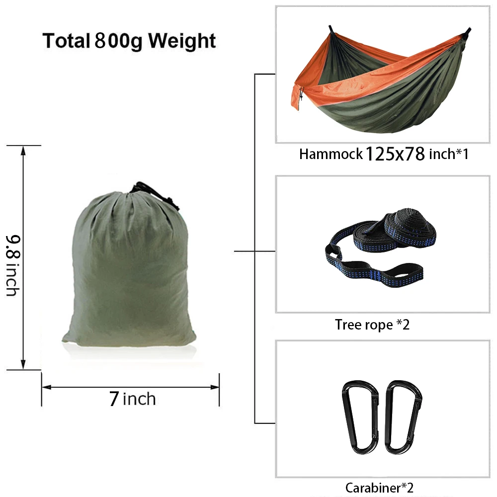 Large Hammock Portable Hanging Bed Garden Furniture Camping Survival Parachute Sleeping Bed Travel With 2 Tree Straps 320x200cm