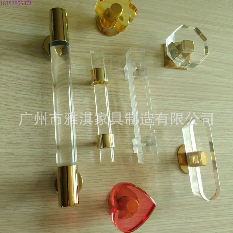 Transparent stainless steel crystal acrylic handle cabinet door drawer