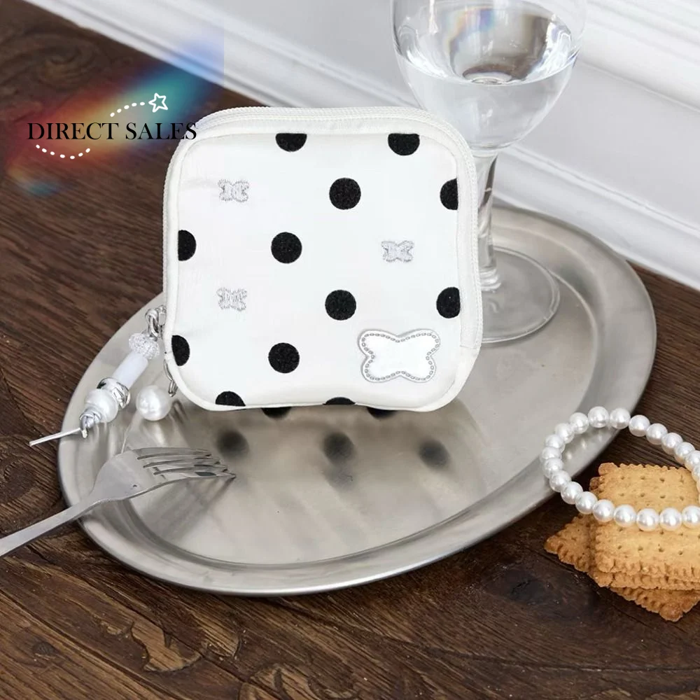 

Black Dot Pattern Jewelry Storage Bag Multi-pocket Multifunctional Portable Jewelry Case Space Saving Exquisite