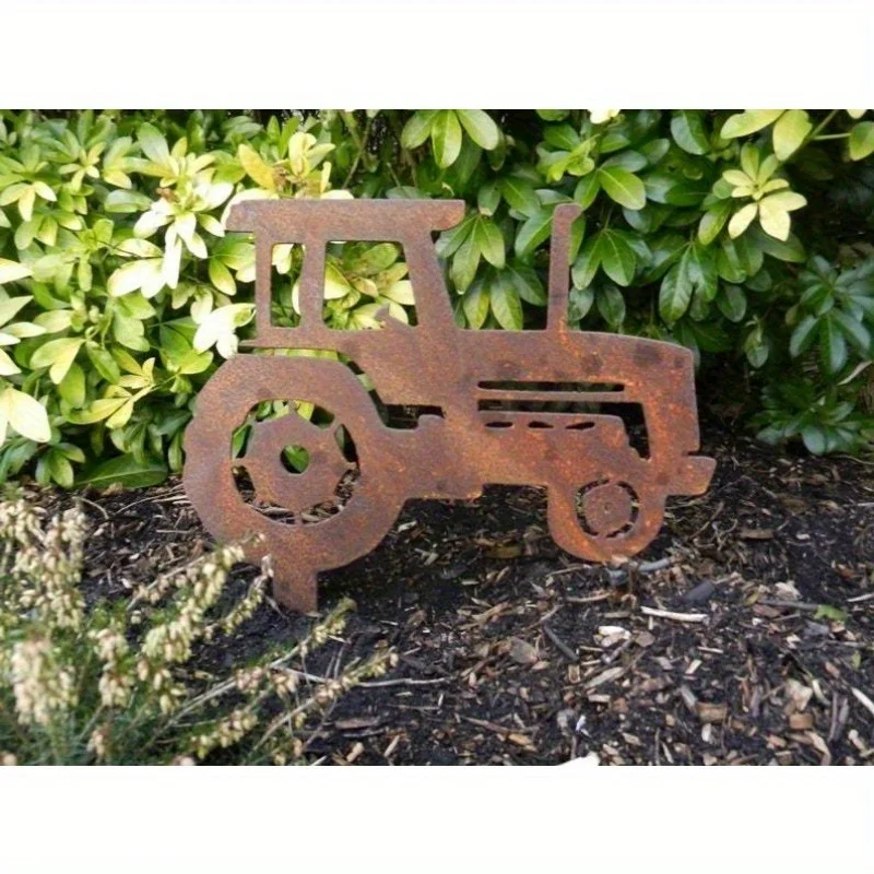 Vintage Rusty Metal Tractor Decor - Rustic Farmhouse Garden Art Decoration, Durable Metal Farm Gift for Outdoor Patio
