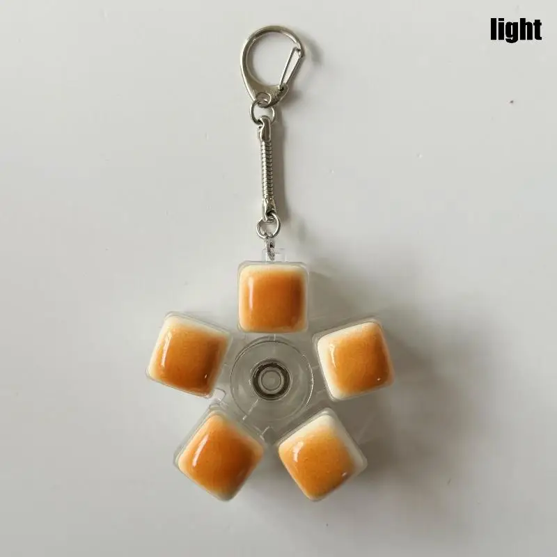 Hot Rotate Button Bread Keycap Stress Relief Clicker Keychain Shine Mechanical Keyboard Button Decompress Fingertip Keyring Toy