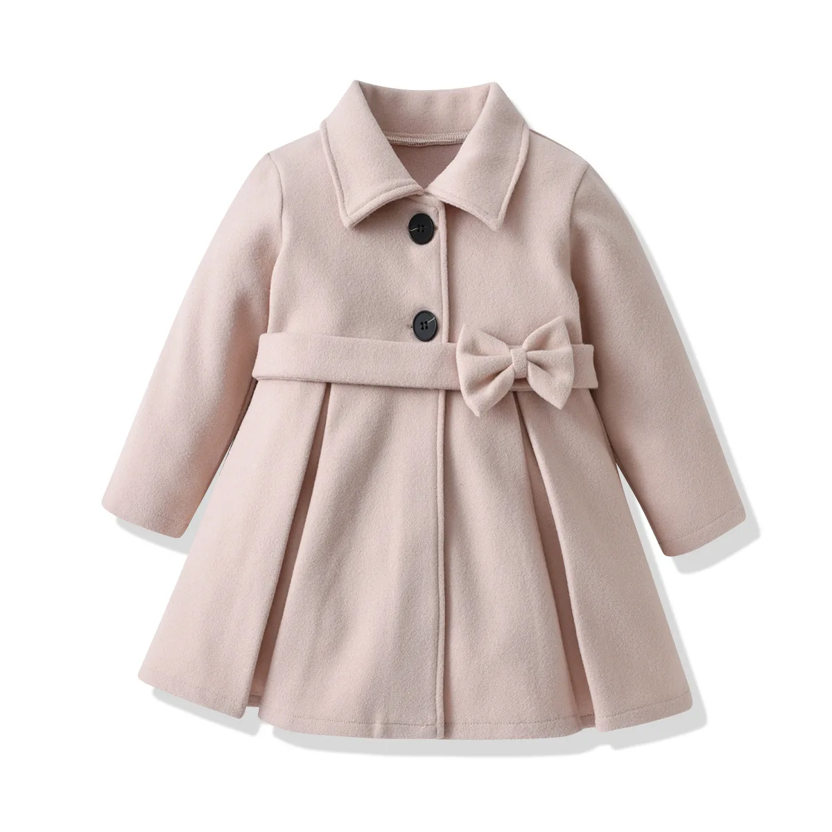 Spring Autumn Baby Girls' Single-breasted Toddler Jacket Girls' Casual Solid Color Cute Bow Belt Coat Jacket