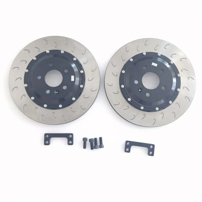 355X22 مللي متر زوج القرص الخلفي غير العائمة D58 حفر أنوديس الفضة لأودي S6 C7