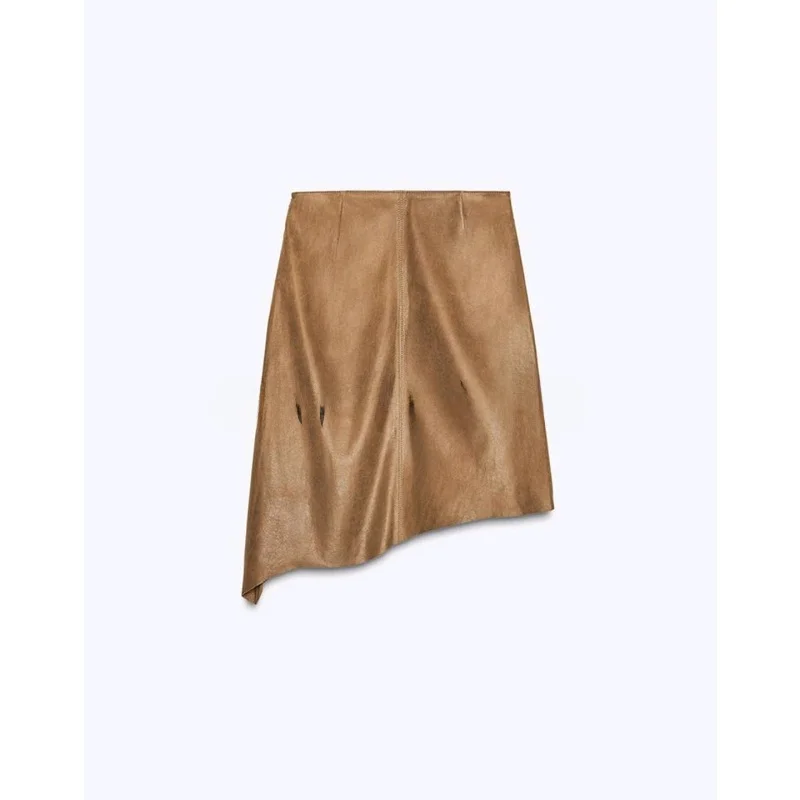 Herfst nieuwe collectie asymmetrische midi-rok dames PU-leer anti-leer boting f rok casual sle stand fit