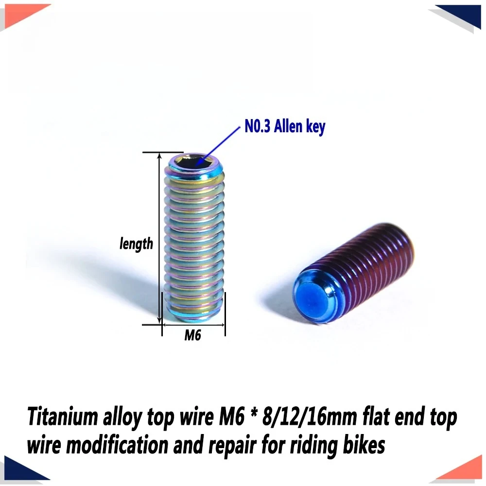 2/4/6/8/10pcs Titanium alloy top wire M6x8/12/16mm flat end top wire modification and repair for riding bikes