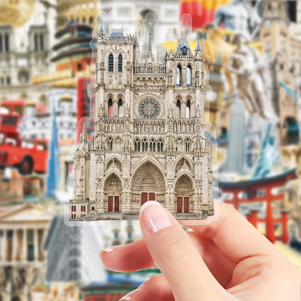 

10/30/50pcs World Famous Travel Landmark Building Stickers Transparent Graffiti Decals Scrapbook Phone Notebook Cartoon Sticker