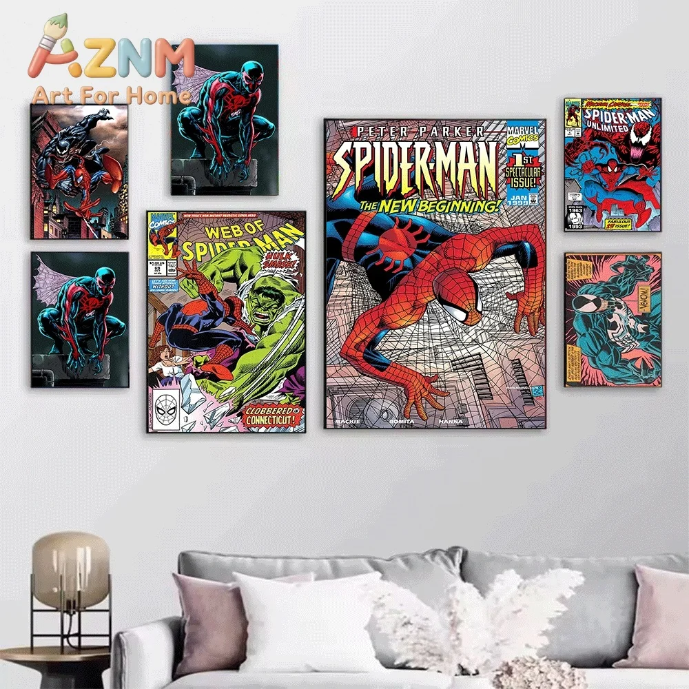 Spider Man Venom Carnage Hulk Felix The Cat Comic Canvas Wall Art Unframed Single Canvas Print Superhero Poster Home Living Ro