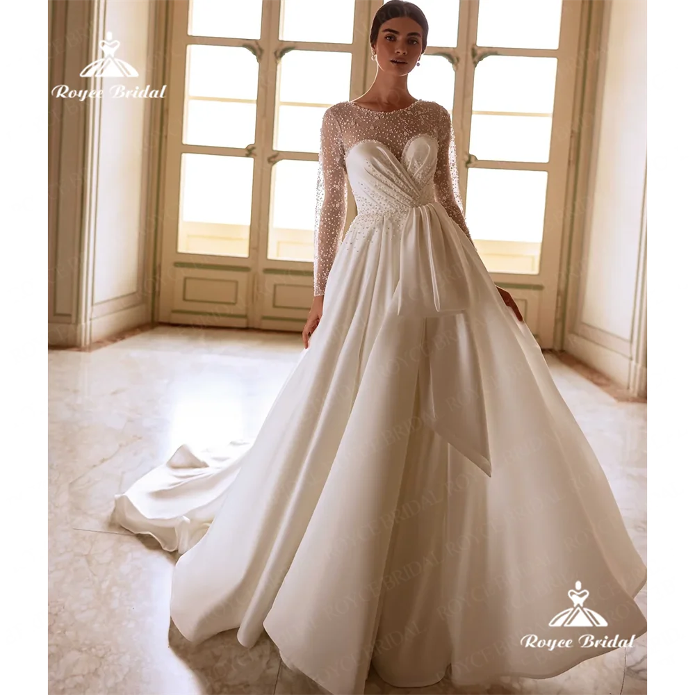 

Roycebridal Sweetheart A Line Wedding Dress 2025 Satin Court Train Wedding Gown Customizedvestido femininosvestido de novia boda