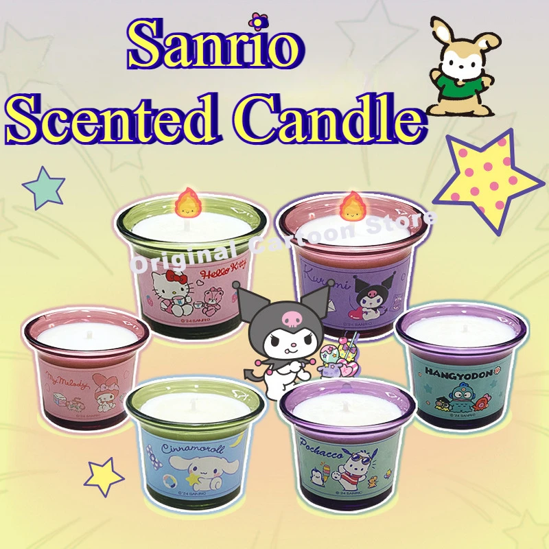 Hello Kitty Sanrio Kuromi Aromatherapy Candle Fragrance Emergency Vegetable Wax Birthday Souvenir Gift Candle Cup Girl Gift