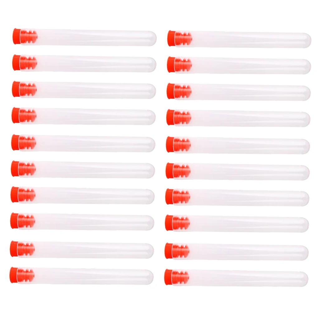 

20pcs 100*16Mm Plastic Test Tubes Red Round Bottom Leakproof Tubes For Laboratory Food Coloring Crafts Samples Acid