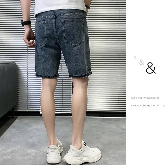New 2026 Brand Man Luxury Denim Shorts Summer Thin Retro Loose Trend Casual Trendy Middle Straight Half Cowboy Pants Man