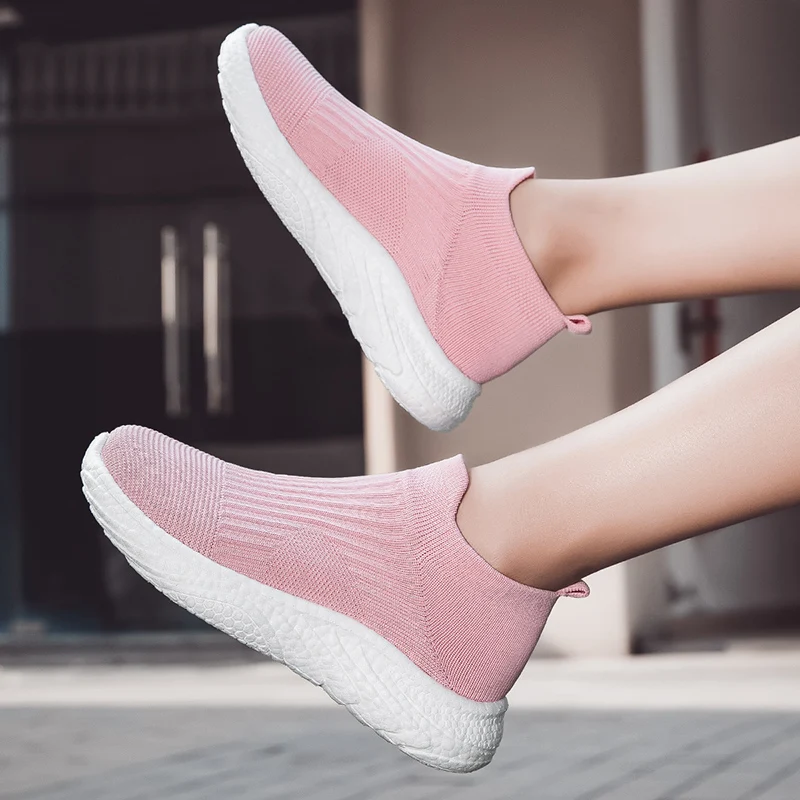 Breathable Casual Shoes Women Men Sneakers Outdoor Running Shoes Low Top Sock Shoes Slip on Soft Sole Lightweight Size 36-45