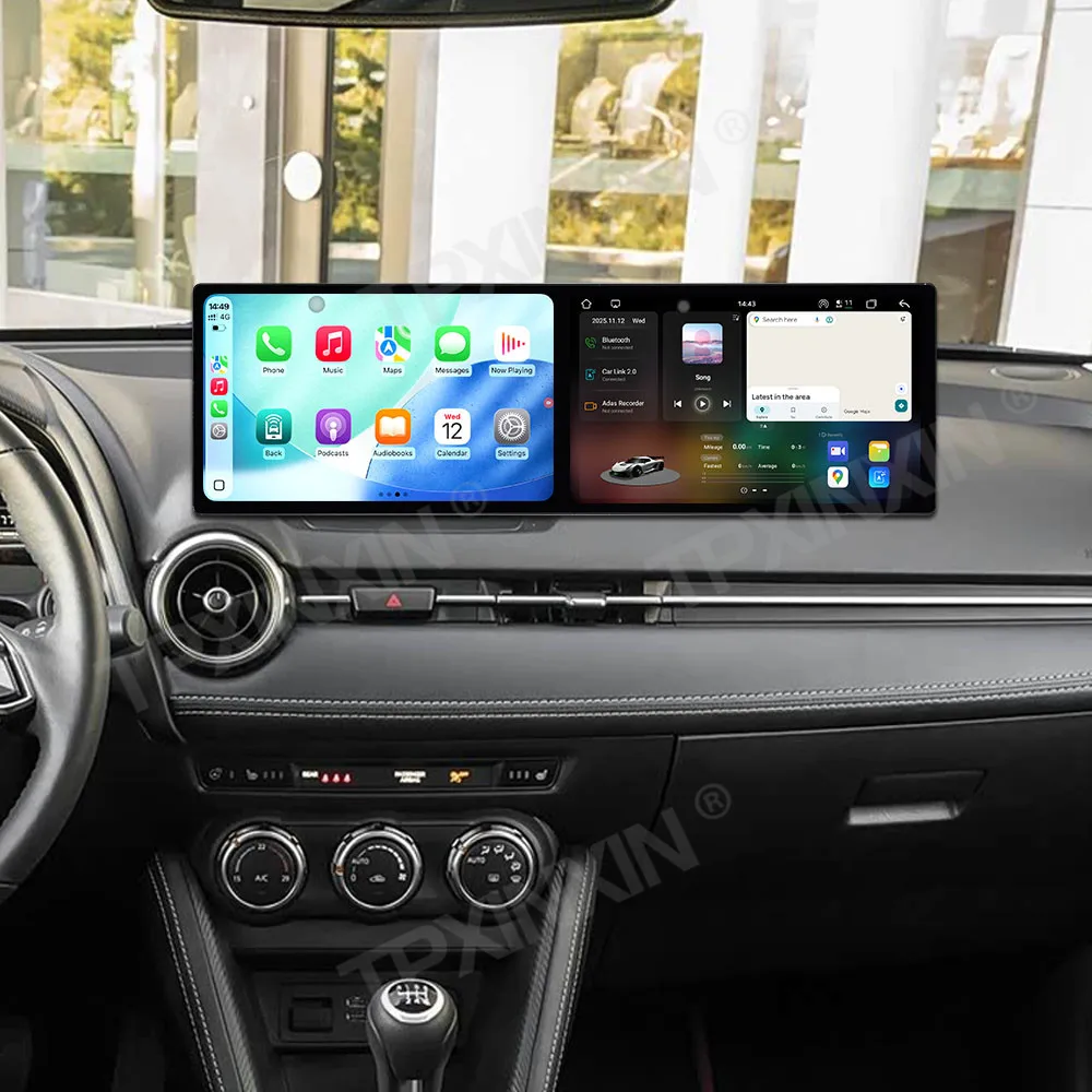 Dual 10.1 Inch Car Radio For Mazda 2 2020-2024 Android 15 CarPlay HD Screen GPS Navigation Multimedia Player Stereo Head Unit