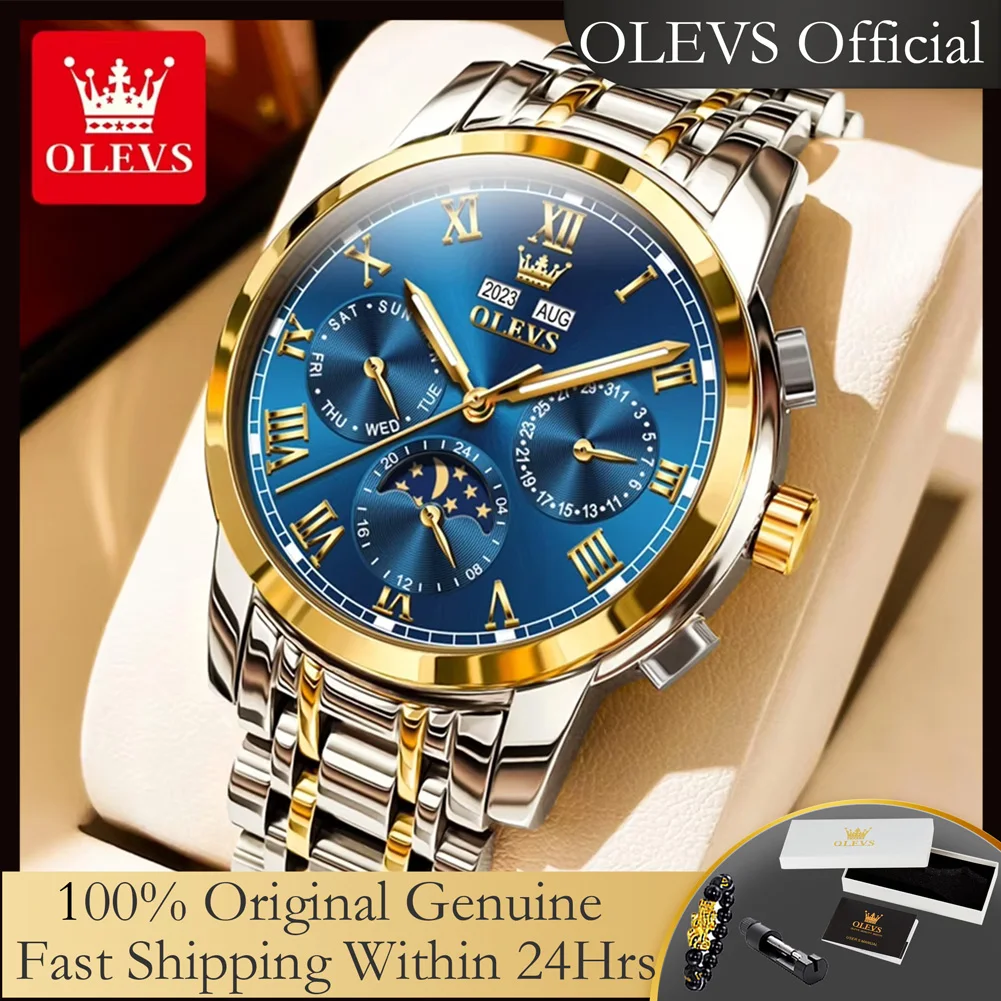 

OLEVS 6692 Luxury Original Automatic Mechanical Watch for Men 24 Hour Moon Phase Waterproof Calendar Business Men's Wristwatch