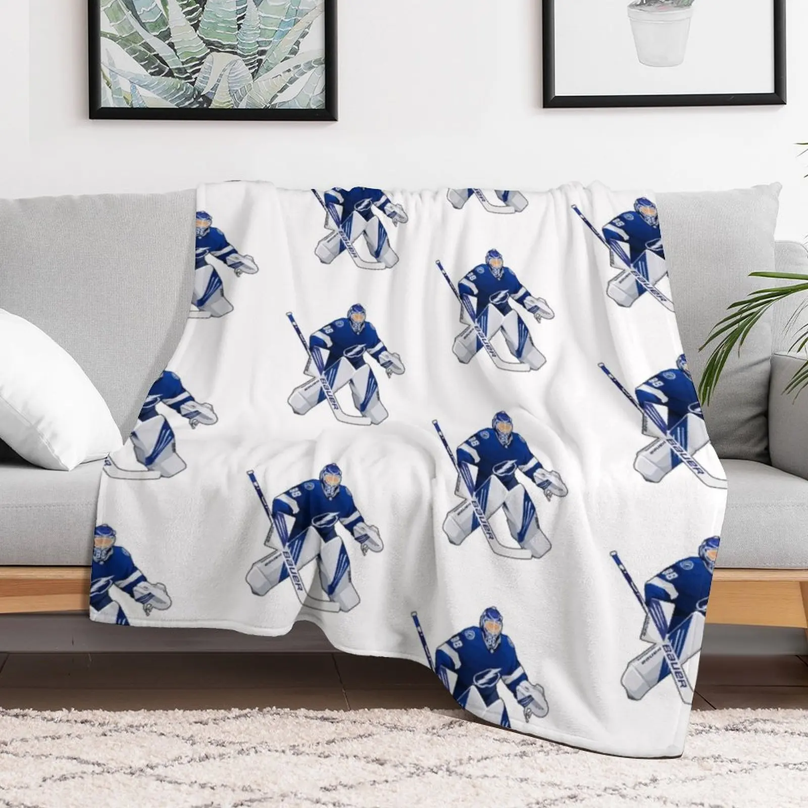 Andrei Vasilevski #88 Defend Goalie Throw Blanket Plush Designers Soft Plush Plaid sofa bed Blankets