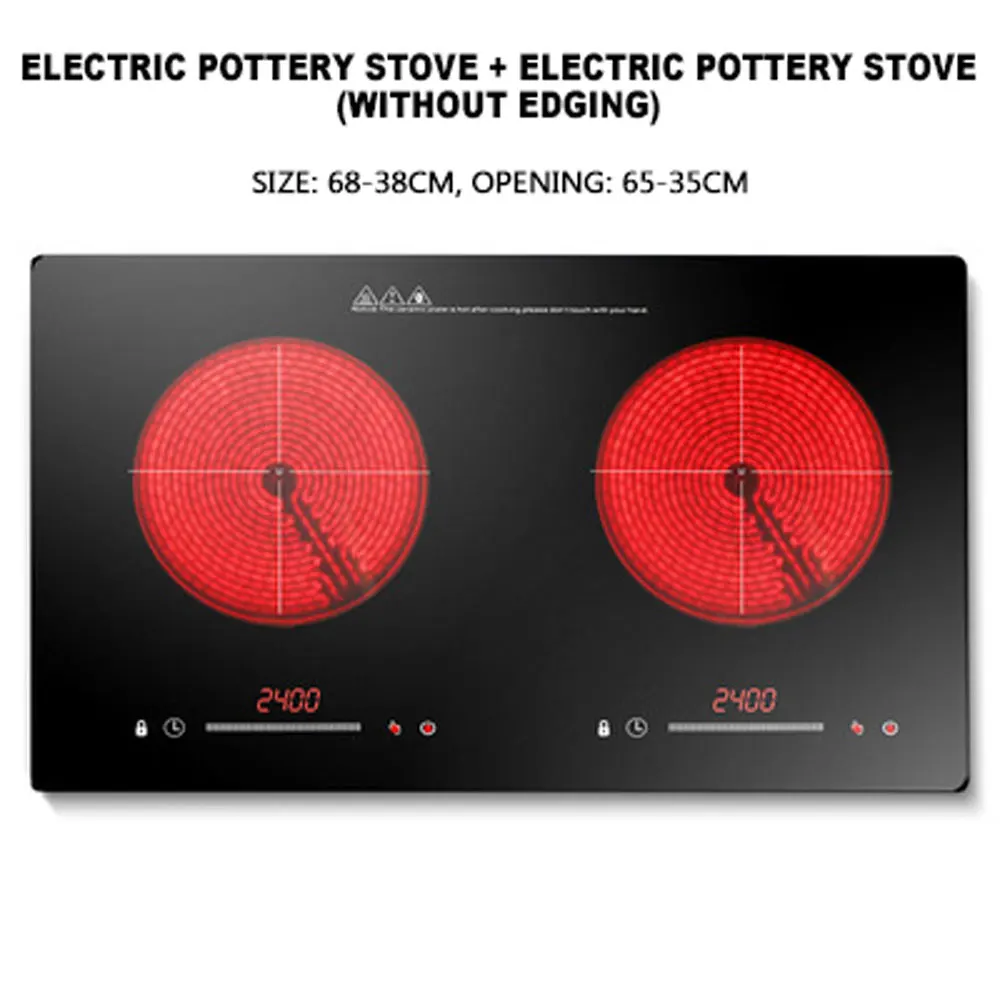 Fornello a induzione incorporato a doppia testa Fornello elettrico in ceramica per uso domestico Doppio fornello Pentole da incasso
