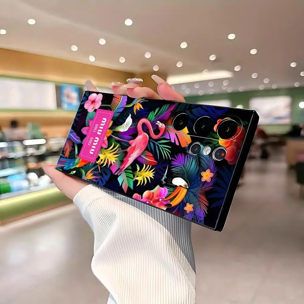 Fashion Brand Phone Case For Samsung Galaxy S26 S25 S24 S23 S22 S21 Plus Ultra Fold A Soft Black M-Miu MiuES Luxury