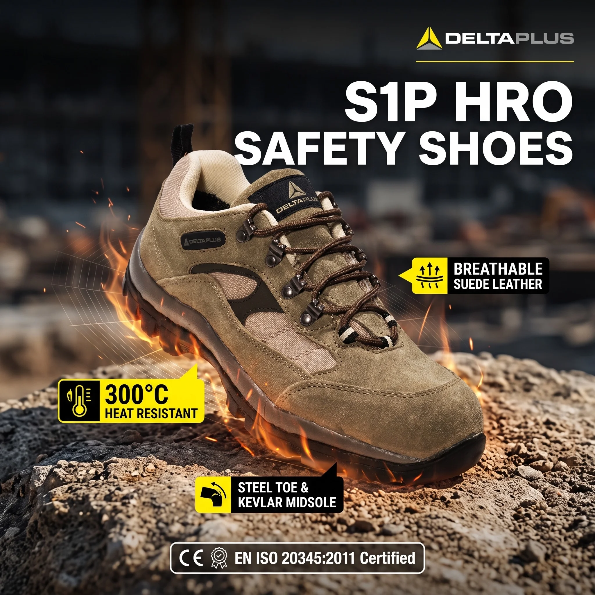 Delta Plus Safety Shoes Man Work Boots Lightweight Breathable Leather Outdoor Hiking Boots Non Slip Oil Resistant Work Shoes
