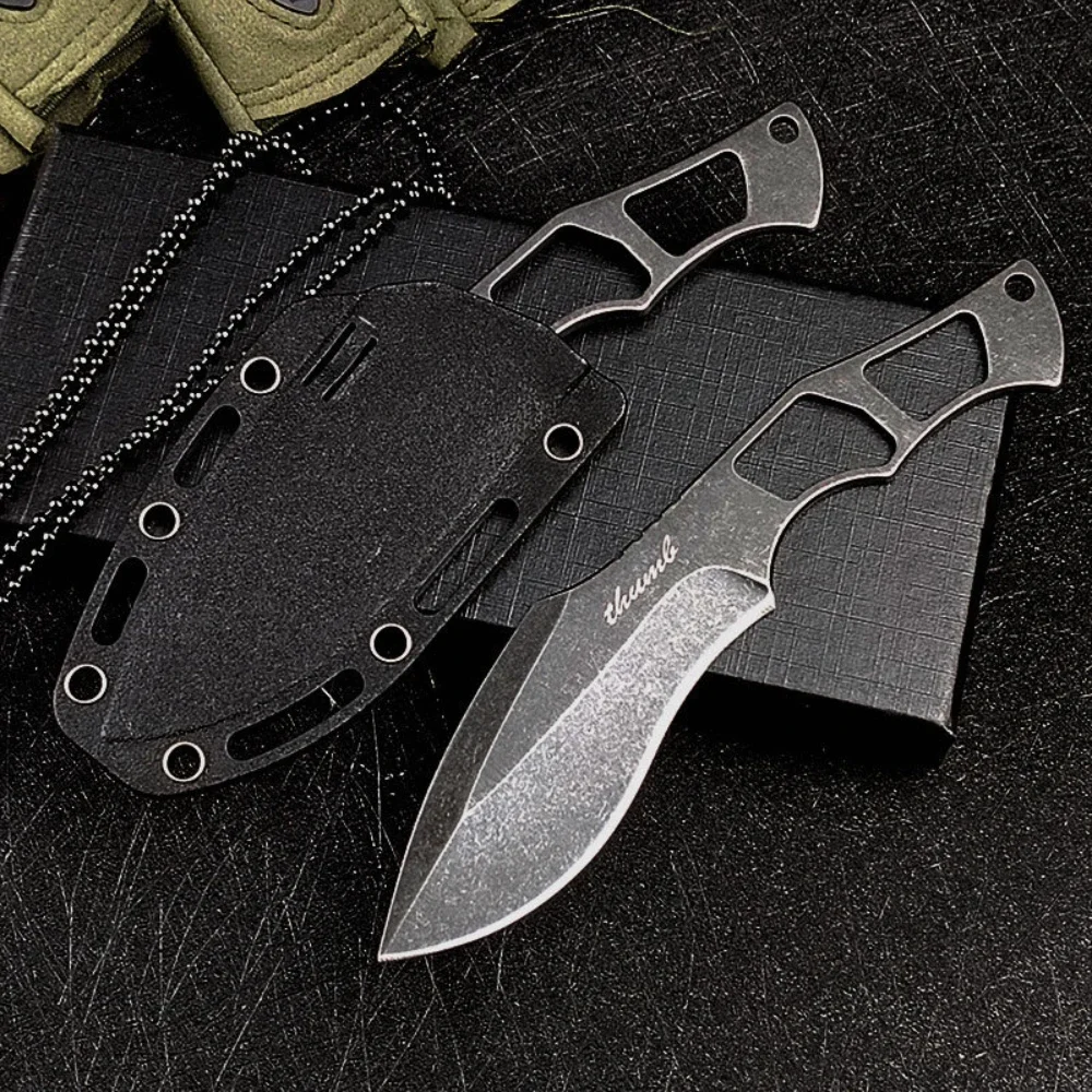 Small Pocket Fixed Blade Knife 440C Steel Hunting Tactical Defense Tool Outdoor EDC Camping Neck Knife Kydex Sheath