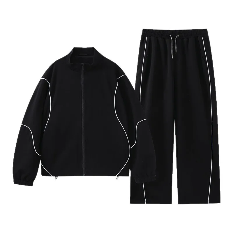 

Мужской комплект из двух предметов: худи и брюки, плотность 420 г/м², ветрозащитный, дышащий, свободный крой, в стиле стритвир, с воротником-стойкой