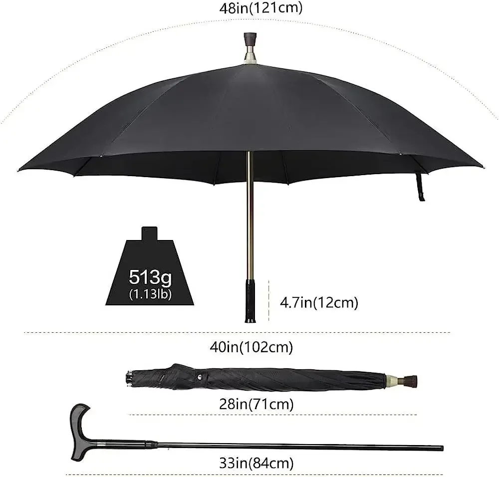 Sunday High Quality Male Non-slip Walking Stick Male Windproof Long Handle Rain Gear Men Creative Cane Climbing Umbrella