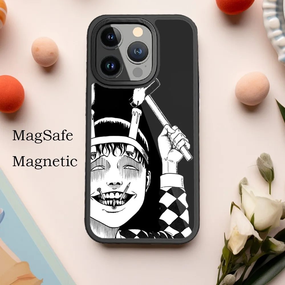 Junji Lto Horror Comics Phone Case For iPhone 15 14 13 12 11 Pro Max Plus Magnetic for Macsafe Cases Cover