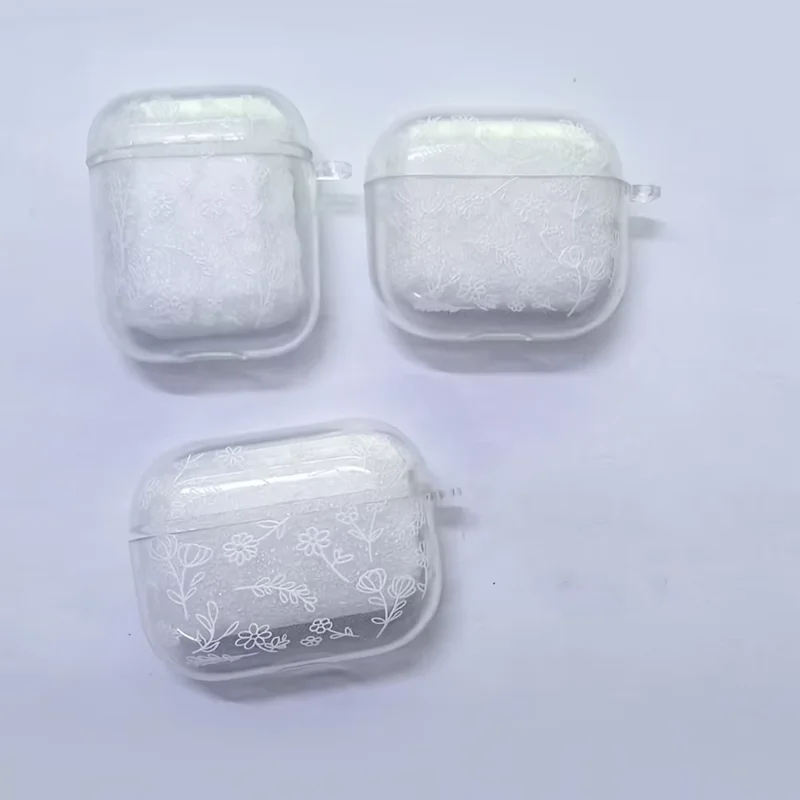Creative Elegant Romantic White Lace Flowers For Airpods 4 3 2 1 AirPods Pro 3 2 Headphone Case Dustproof Anti-Fall Keychain