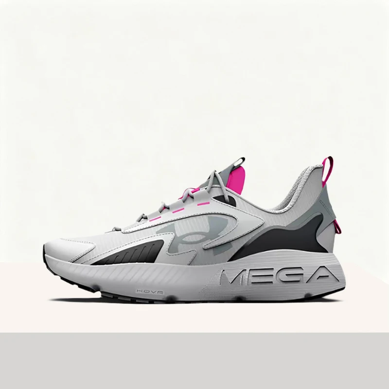 Under Armour HOVR Mega 2 MVMNT Unisex White Low-Top Casual Runners  Stylish Trendy Shock-Absorbing Comfortable 3026629-100