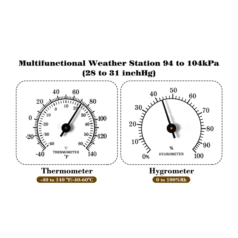 Estação meteorológica durável medidor de umidade, 3 em 1 barômetro, termômetro, higrômetro, pressão atmosférica, medidor de temperatura, ao ar livre