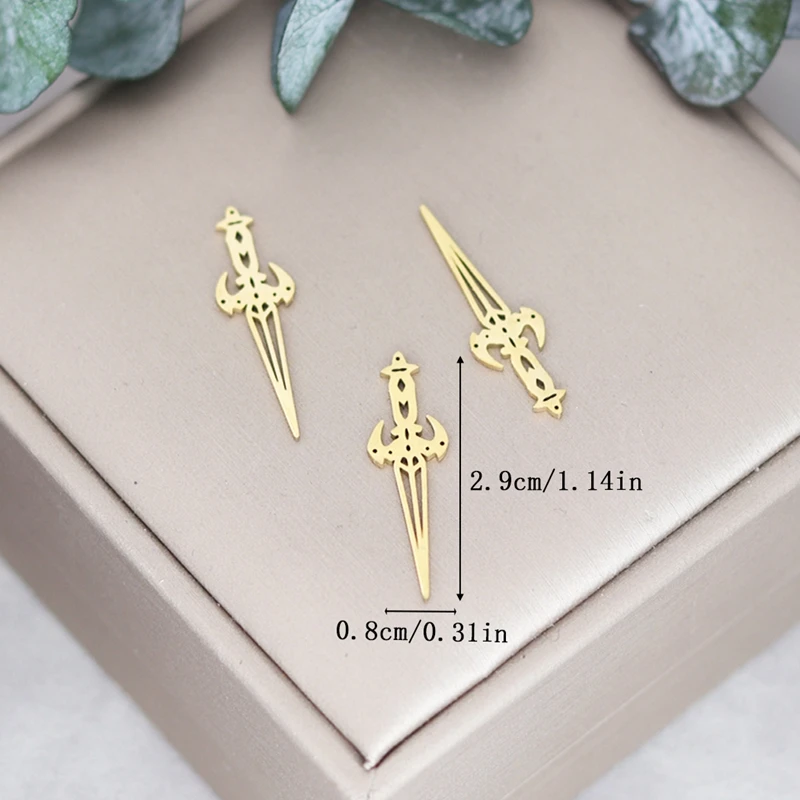 3pcs Metal Small Dagger Sword Charms Pendant DIY Handmade Gothic Necklace Earrings Bracelet Accessories