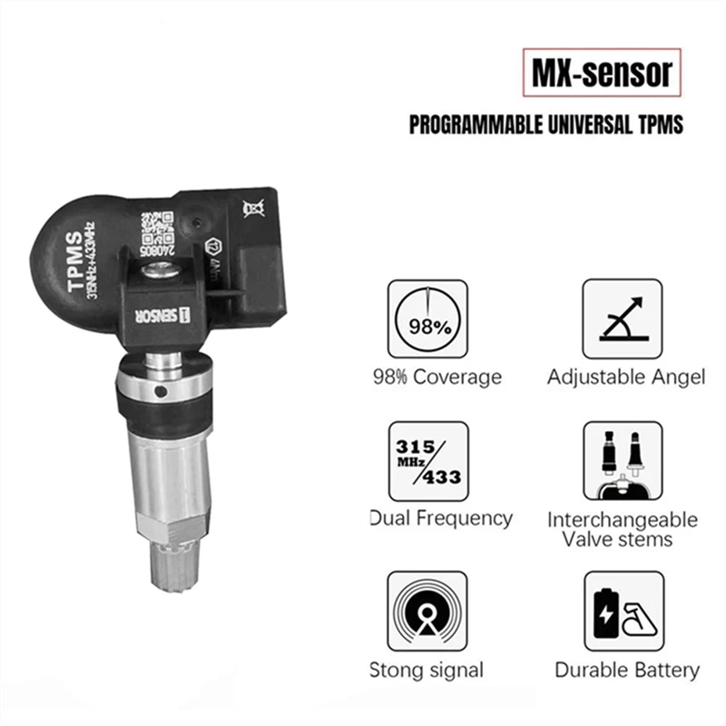 4Pcs Programmable MX Sensor For Autel Tool TS408 TS508 ITS600 315MHZ+433Mhz 2 In 1 TPMS Tire Pressure Sensor Monitor