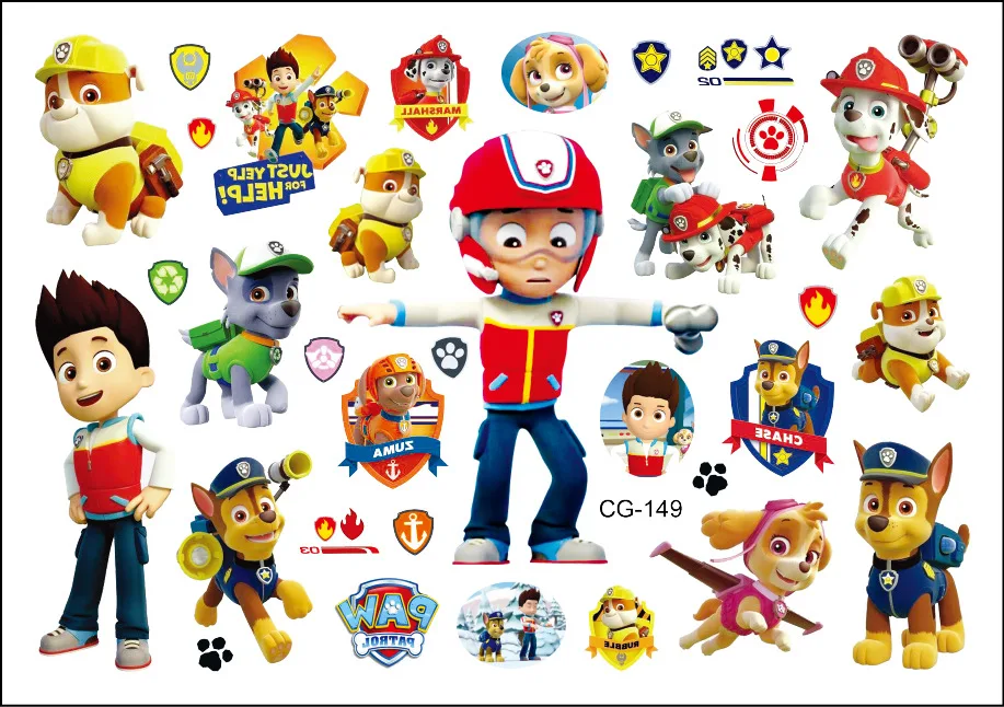 5PC Paw Patrol Tattoo Sticker Children Tattoo Stickers Temporary Tattoos Waterproof The Skye Tattoo Art Tatoo Cosplay Kid Gift