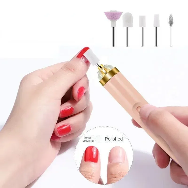 Moedor de unhas elétrico máquina de polimento de unhas com luz portátil mini ferramentas de caneta de arte de manicure elétrica com saco para remoção de gel