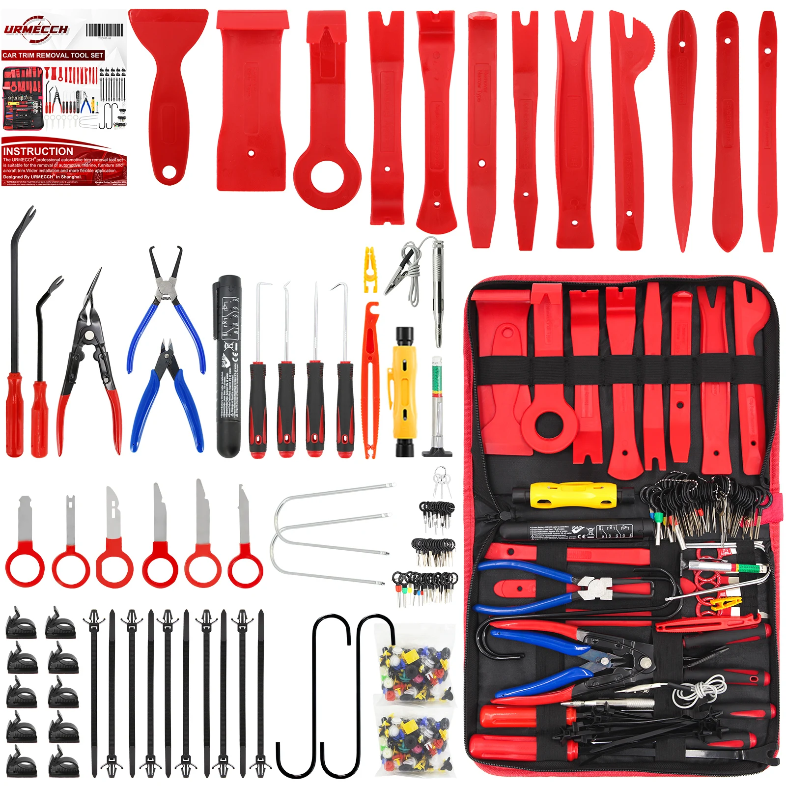 

307Pcs Trim Removal Tool Car Repair Pry Kit Hook Pick Joint Clamping Pliers Brake Fluid Tester Clip Pliers Stereo Removal Tools