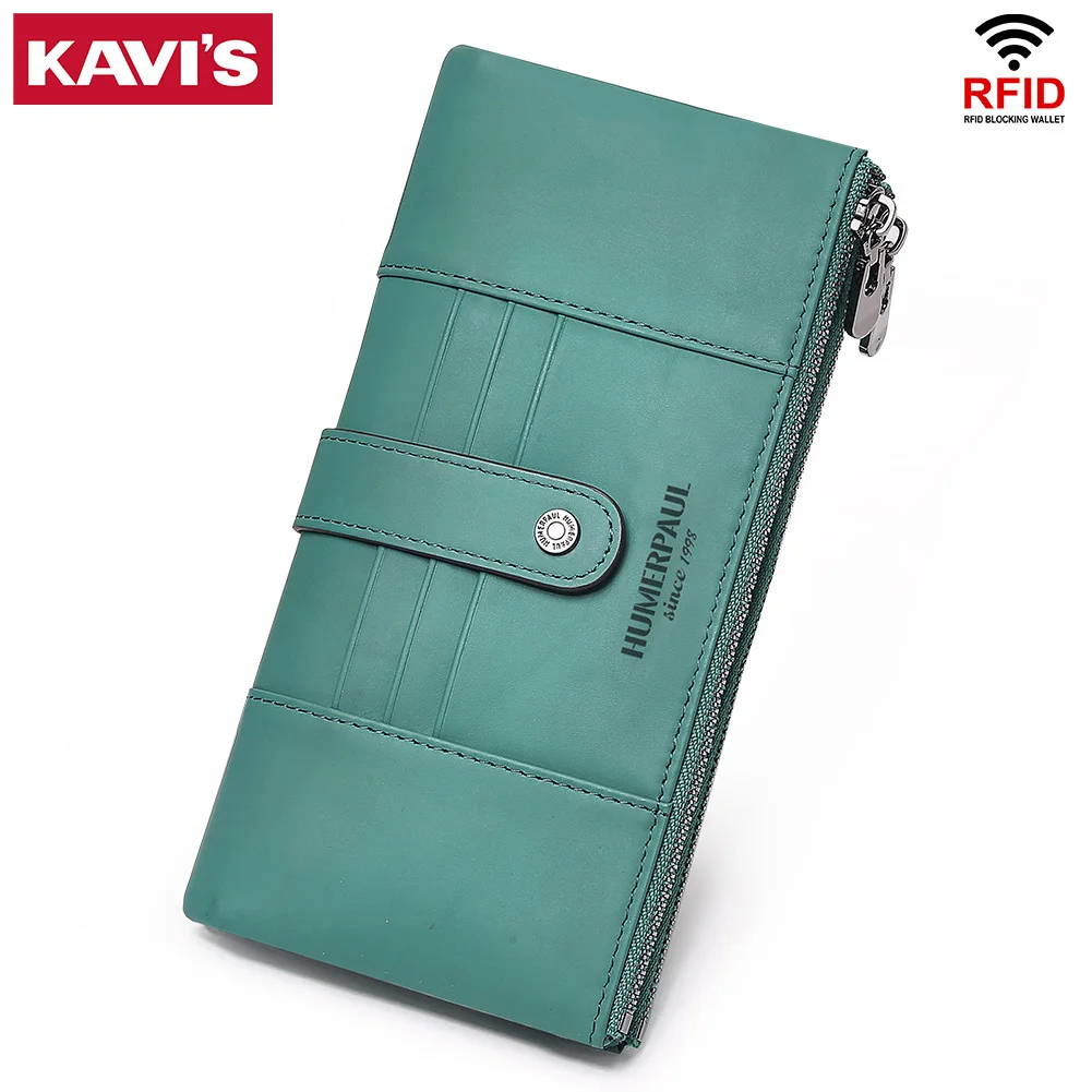 

Cowhide RFID Women Wallet with Multiple Card Slots Genuine Leather Long Clutch Cell Phone Bag Fashion Female Handbag